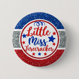 Patriotic Little Miss Firecracker Glittery Knapp