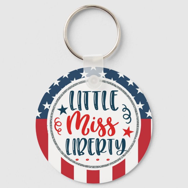Patriotic Little Miss Liberty Stars Nyckelring (Framsida)