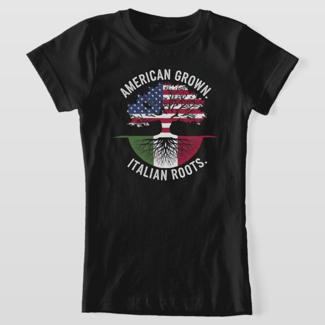 Patriotic Livets träd T-Shirt American Flagga Root (Laydown)