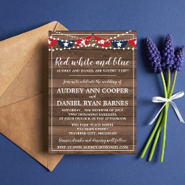 Patriotic Ljus Fjärde juli Banner Bröllop Inbjudningar