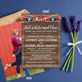 Patriotic Ljus Fjärde juli Photo Bröllop Inbjudningar