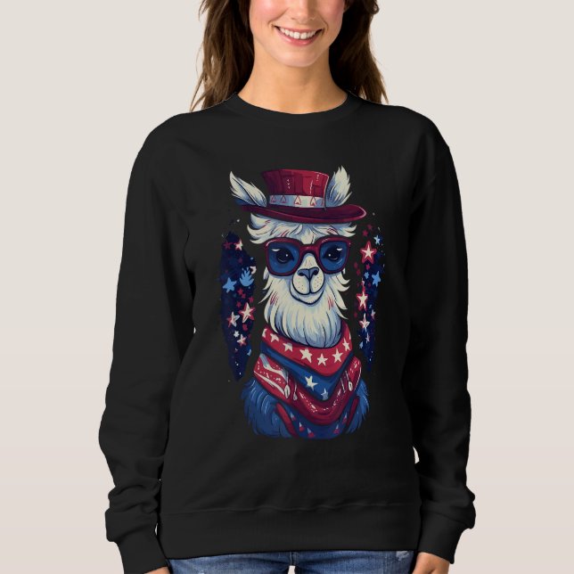 Patriotic Llama 4th Of July T Shirt (Framsida)
