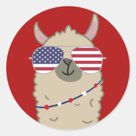 Patriotic llama runt klistermärke