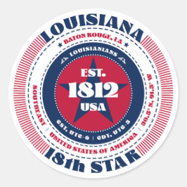Patriotic Louisiana Circle Design Sticker Runt Klistermärke