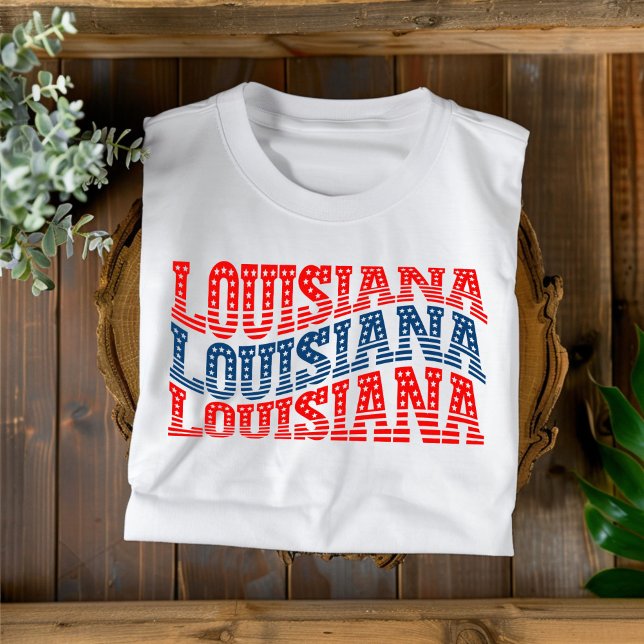 Patriotic Louisiana Red och Blue Boho T-Shirt (Skapare uppladdad)