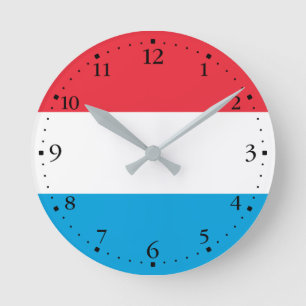Patriotic Luxembourg Flagga Rund Klocka