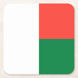 Patriotic Madagascar Flagga Underlägg Papper Kvadrat