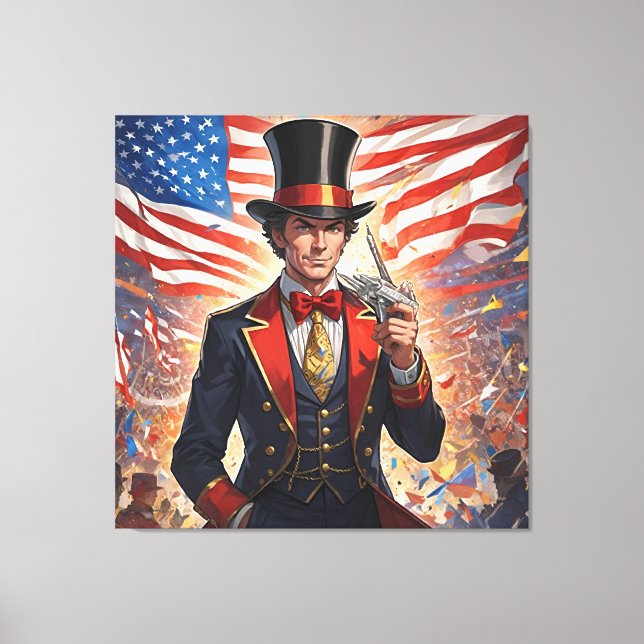 Patriotic Magician Spectacle Canvastryck (Framsida)