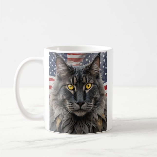 Patriotic Maine Coon Cat Kaffemugg (Vänster)