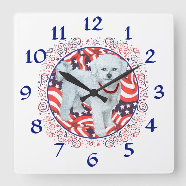 Patriotic Maltese Clock Fyrkantig Klocka (Framsida)