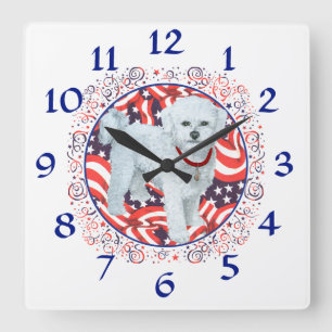 Patriotic Maltese Clock Fyrkantig Klocka