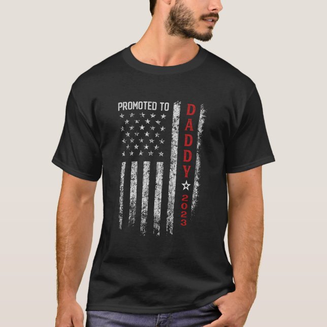 Patriotic Manar befordrades till pappa Est 2023 Fi T Shirt (Framsida)