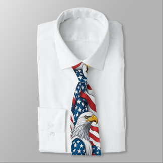 Patriotic Manar Tie: American Eagle och USA flagga Slips