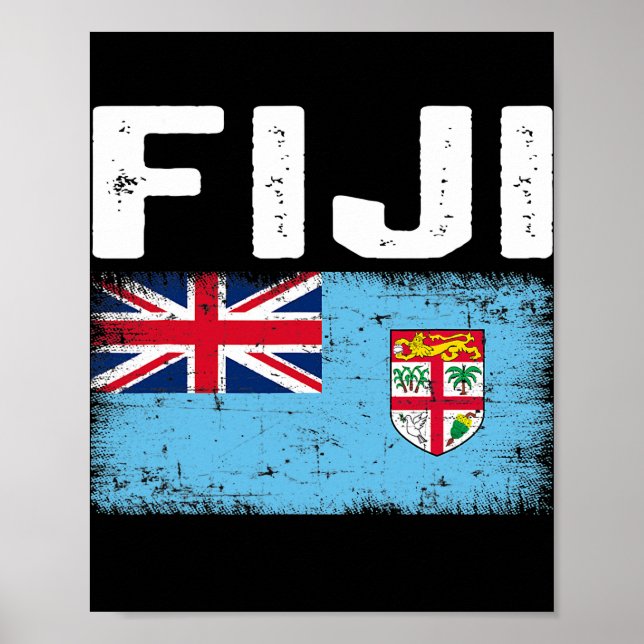 Patriotic Manar Women Kid Fiji Flagga Distress Poster (Framsidan)