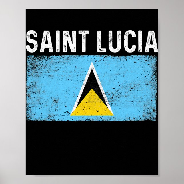 Patriotic Manar Women Saint Lucia Flagga Distress Poster (Framsidan)