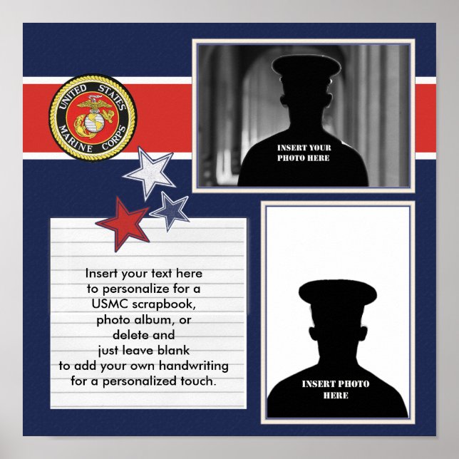 Patriotic Marine Corps Photo Collage Poster (Framsidan)