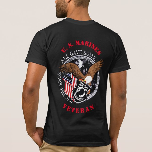 Patriotic Marines Vet Military Tribute T-Shirt (Baksida)
