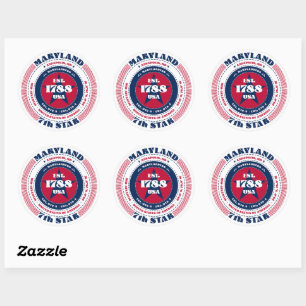 Patriotic Maryland Circle Design Sticker Runt Klistermärke