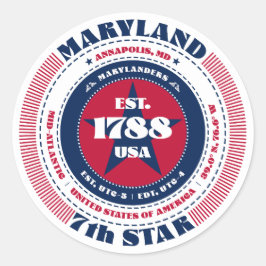 Patriotic Maryland Circle Design Sticker Runt Klistermärke