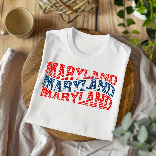 Patriotic Maryland Red and Blue Boho T-Shirt (Skapare uppladdad)