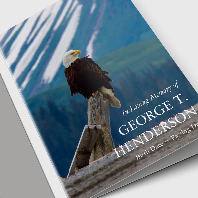 Patriotic Masculine Sympathy Tack Hälsningskort (Bald Eagle Patriotic American Memorial Photo Funeral Thank You Card)