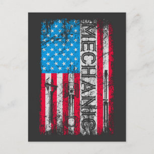 Patriotic Mechanic American Flagga Craftsmen Verkt Vykort