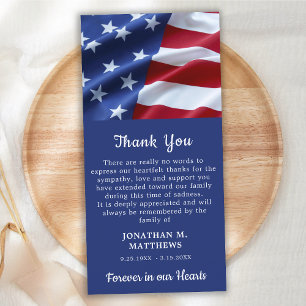 Patriotic Memorial American Flagga Veteran Funeral Tack Kort