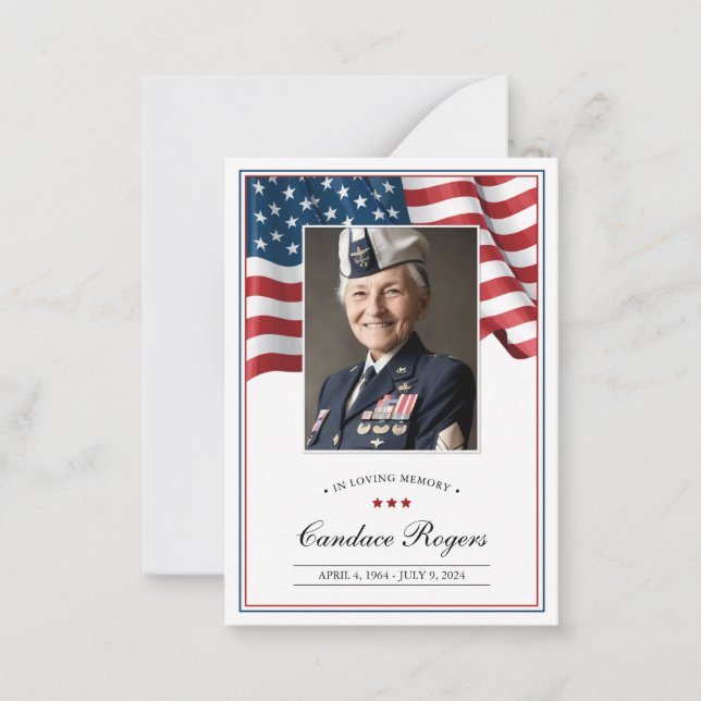 Patriotic Memorial Card Anteckningskort (Framsida)