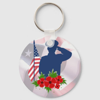 Patriotic Memorial Day American Soldier Salute Nyckelring