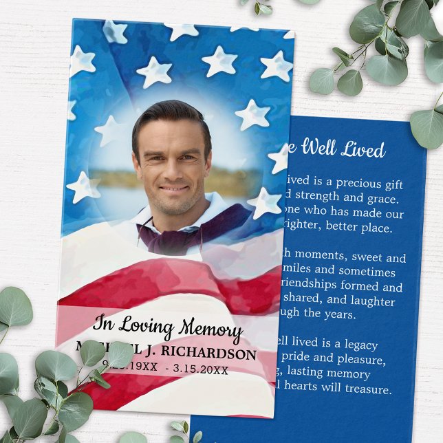 Patriotic Memorial i Loving Memory Prayer Card Visitkort (Skapare uppladdad)