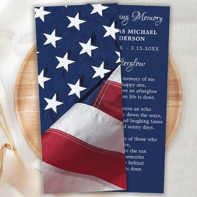 Patriotic Memorial Prayer Card Veteran Bookmark Meny (Skapare uppladdad)