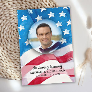 Patriotic Memorial US Flagga Photo Veteran Funeral Tack Kort