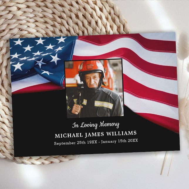 Patriotic Memorial USA flagga Firefighter Funeral Tack Kort (Skapare uppladdad)