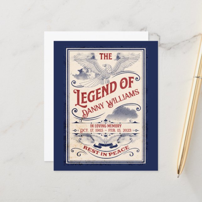 Patriotic Memorial Veteran Funeral Papper (Fram/Back In Situ)