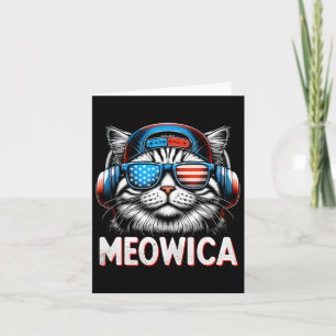 Patriotic Meowica 4:e juli, amerikanska Flagga Kort