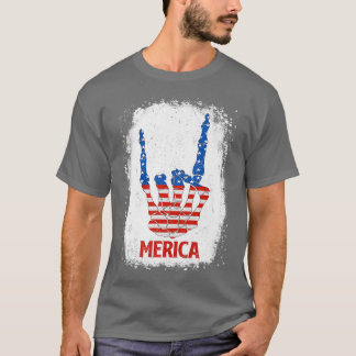 Patriotic Merica Skeleton US USA American Flagga 4 T Shirt