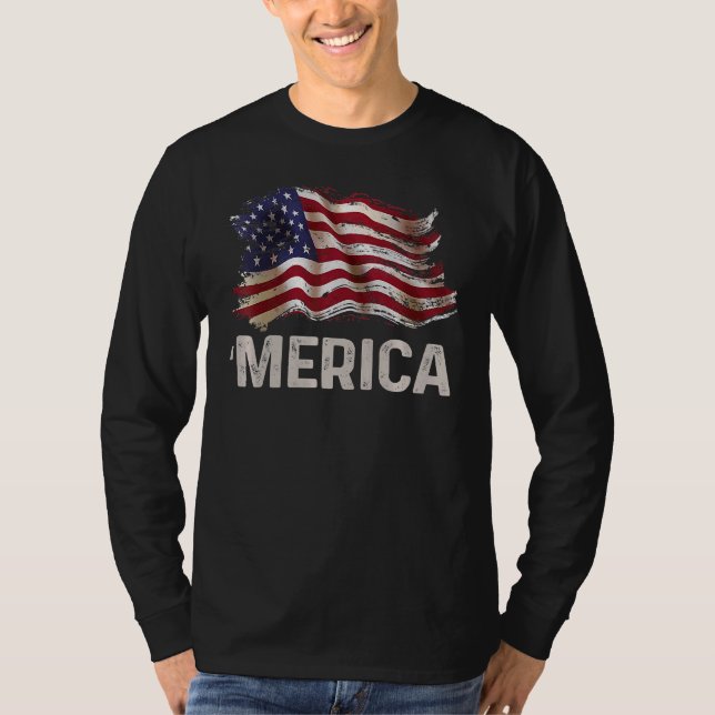 Patriotic Merica Us American Flagga Sunglusses 4th T Shirt (Framsida)