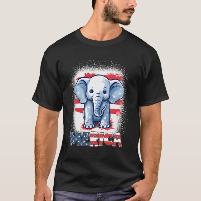 Patriotic Merica USA flagga, 4:e juli T Shirt (Framsida)