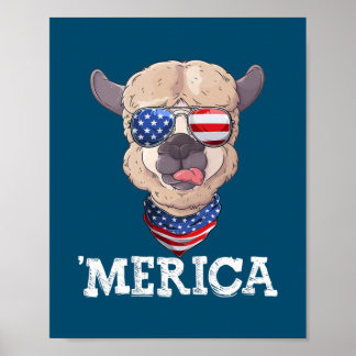 Patriotic Merica USA flagga Alpaca Sunglusses 4:e Poster