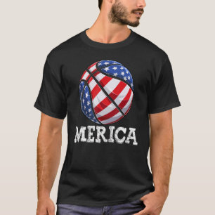 Patriotic Merica USA flagga Basketball 4 juli T Shirt