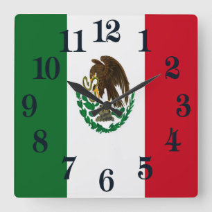 Patriotic Mexico flagga Fyrkantig Klocka