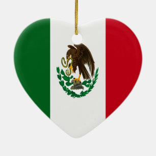 Patriotic Mexico flagga hjärta Julgransprydnad Keramik