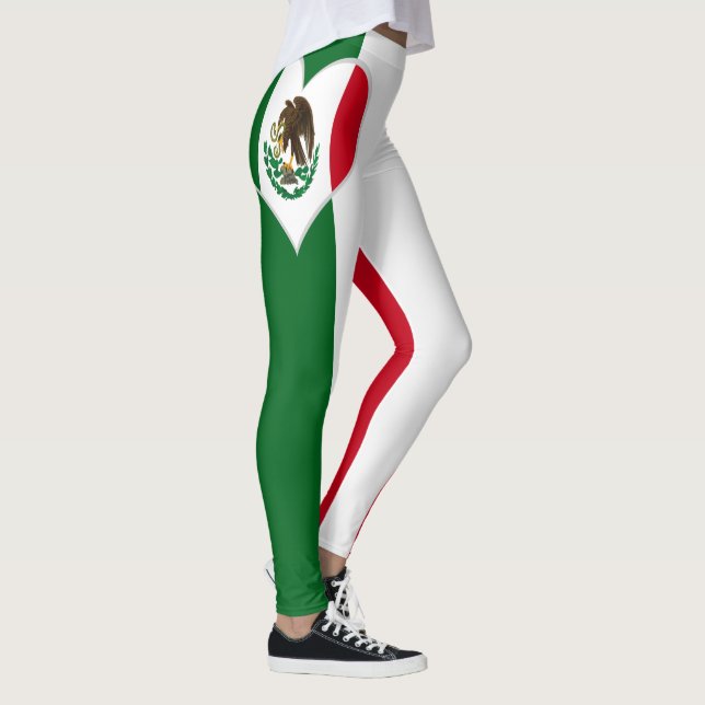 Patriotic Mexico flagga hjärta Leggings (Höger)