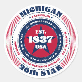 Patriotic Michigan Circle Design Sticker Runt Klistermärke