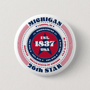 Patriotic Michigan Circle med statsinformation Knapp