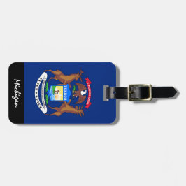 Patriotic Michigan Luggage Tags, Michigan Flagga Bagagebricka