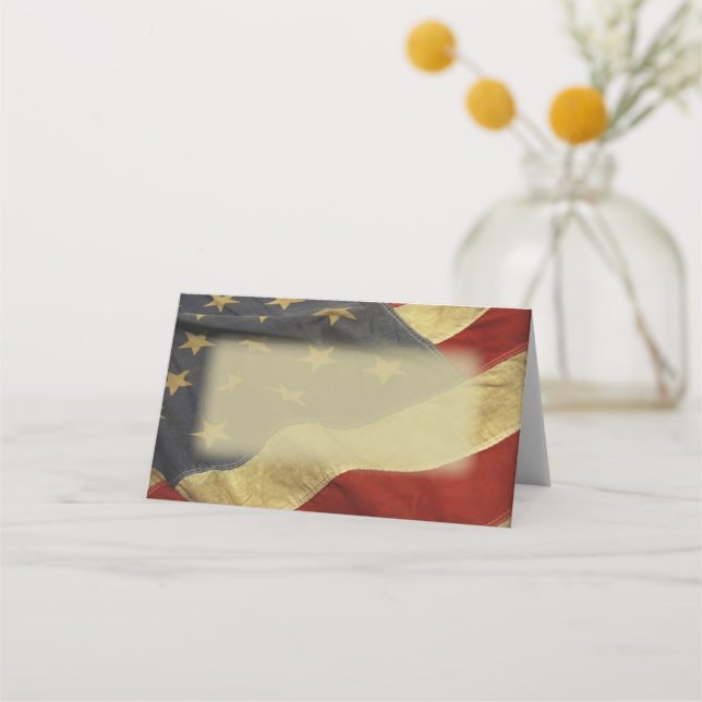 Patriotic Military American Flagga Place Card Placeringskort (Framsida)