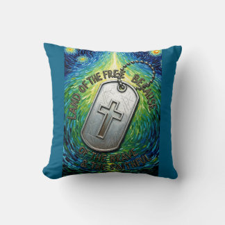 Patriotic Military Christian Dog Tag Free Land Kudde