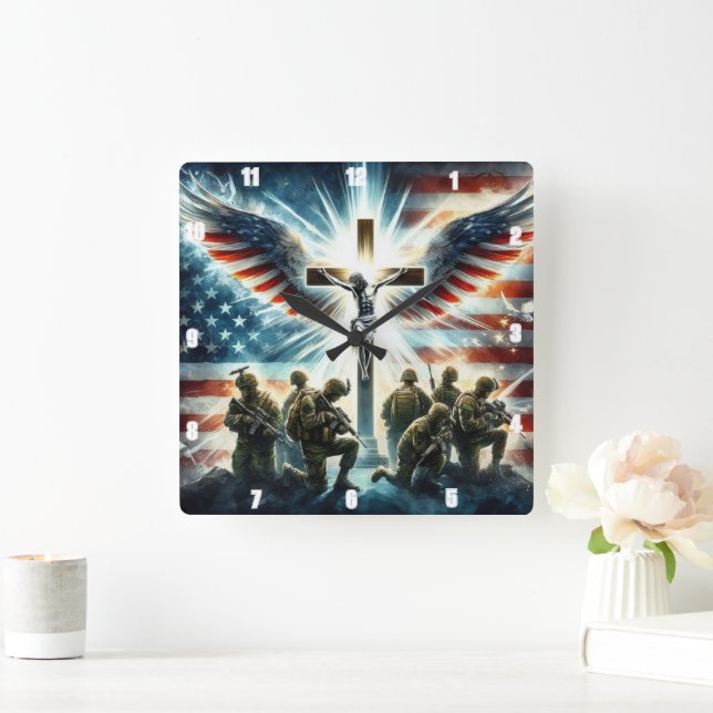 Patriotic Military Kor Fyrkantig Klocka (Hem)