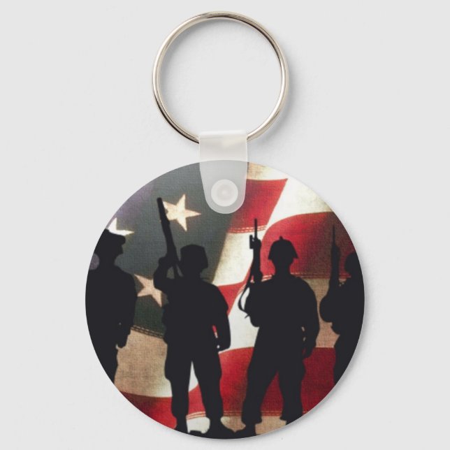Patriotic Military Soldier Silhouette Nyckelring (Framsida)